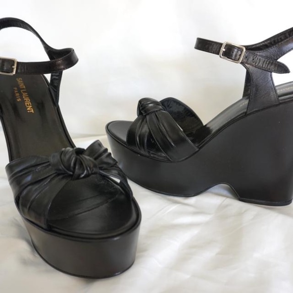 Saint Laurent Black Candy Paris Ysl Leather 85 Tie - Picture 3 of 11